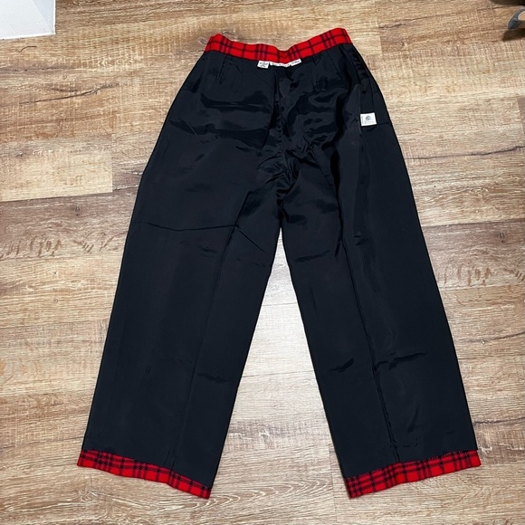 VINTAGE Anne Klein II Wool & Cashmere High Waist Red Plaid Wide Leg Trousers 10 - Picture 7 of 16